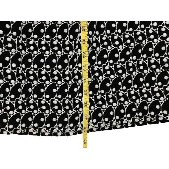 Ann Taylor Loft Black & White Eyelet Smocked Yoke Swing Dress Size Medium - Picture 11 of 11